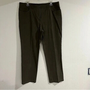 Women Olive Green EILEEN FISHER Pants Size Large Heavyweight Rayon Black Stretch